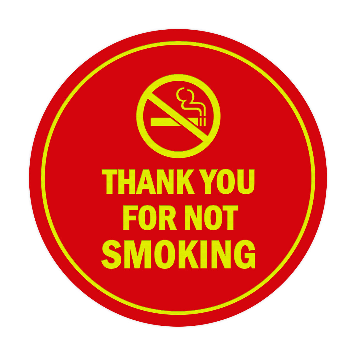 Signs ByLITA Circle Thank you for not smoking Sign with Adhesive Tape, Mounts On Any Surface, Weather Resistant, Indoor/Outdoor Use