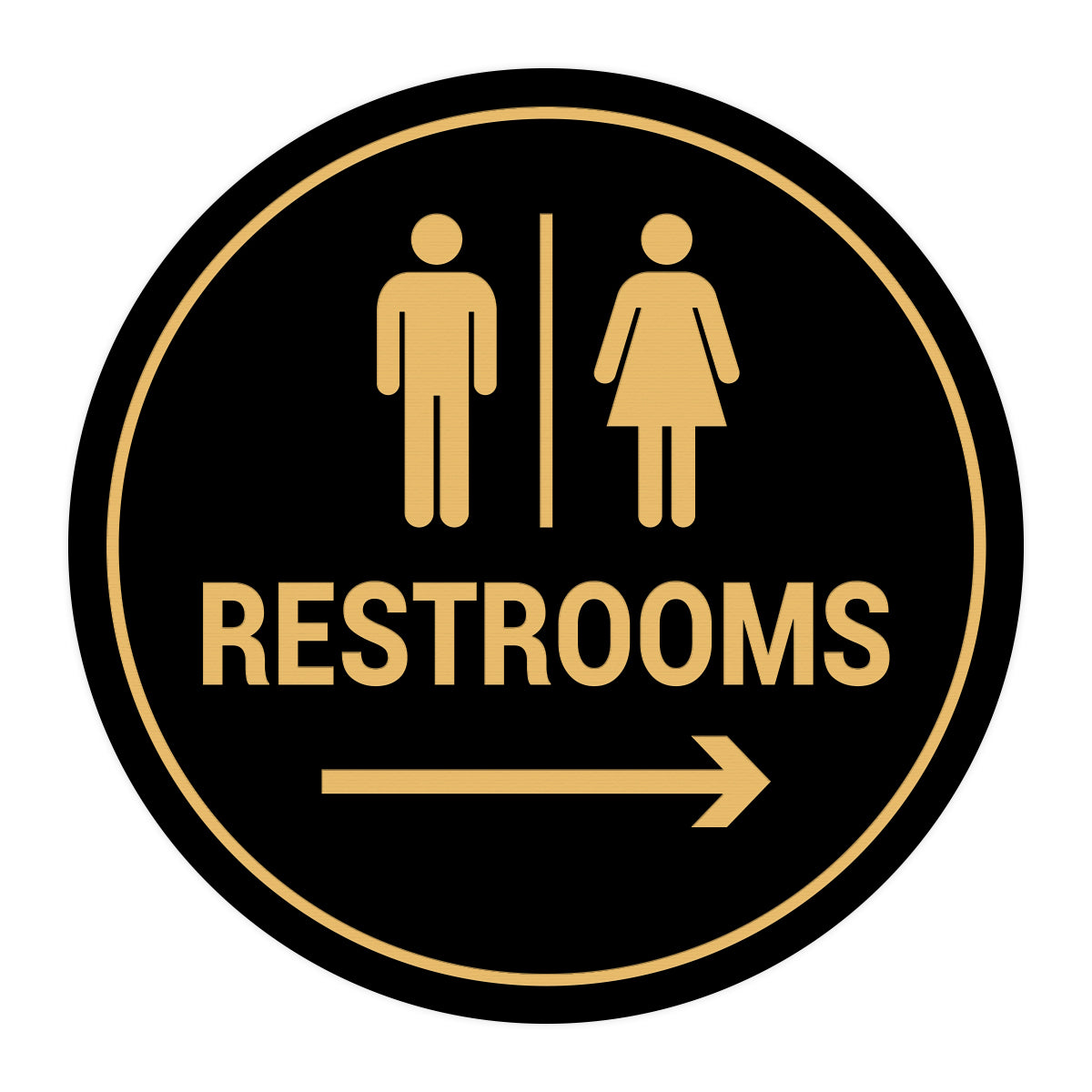 Signs ByLITA Circle Restrooms Right Arrow Sign