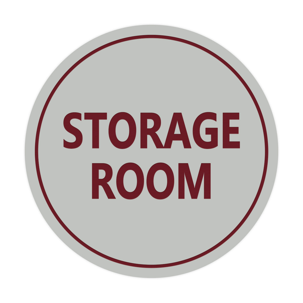 Light Grey / Burgundy Signs ByLITA Circle Storage Room Sign