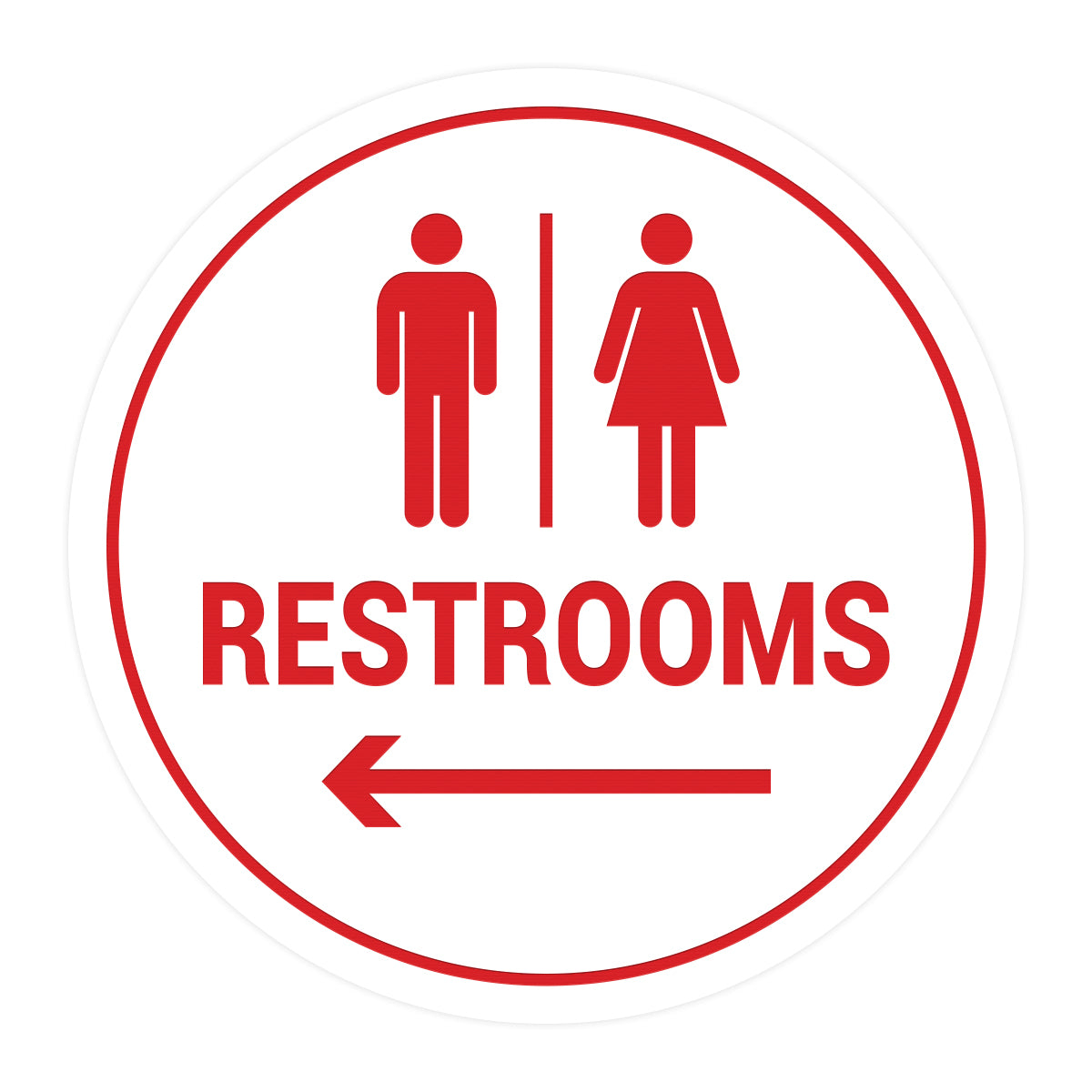 Signs ByLITA Circle Restrooms Left Arrow Sign
