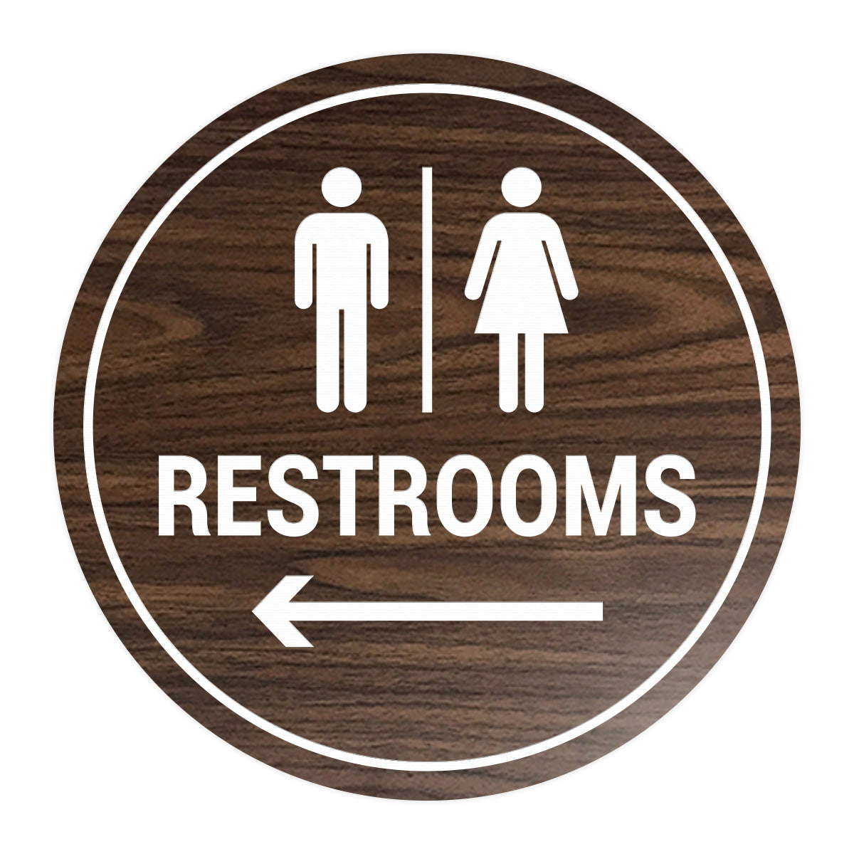 Signs ByLITA Circle Restrooms Left Arrow Sign