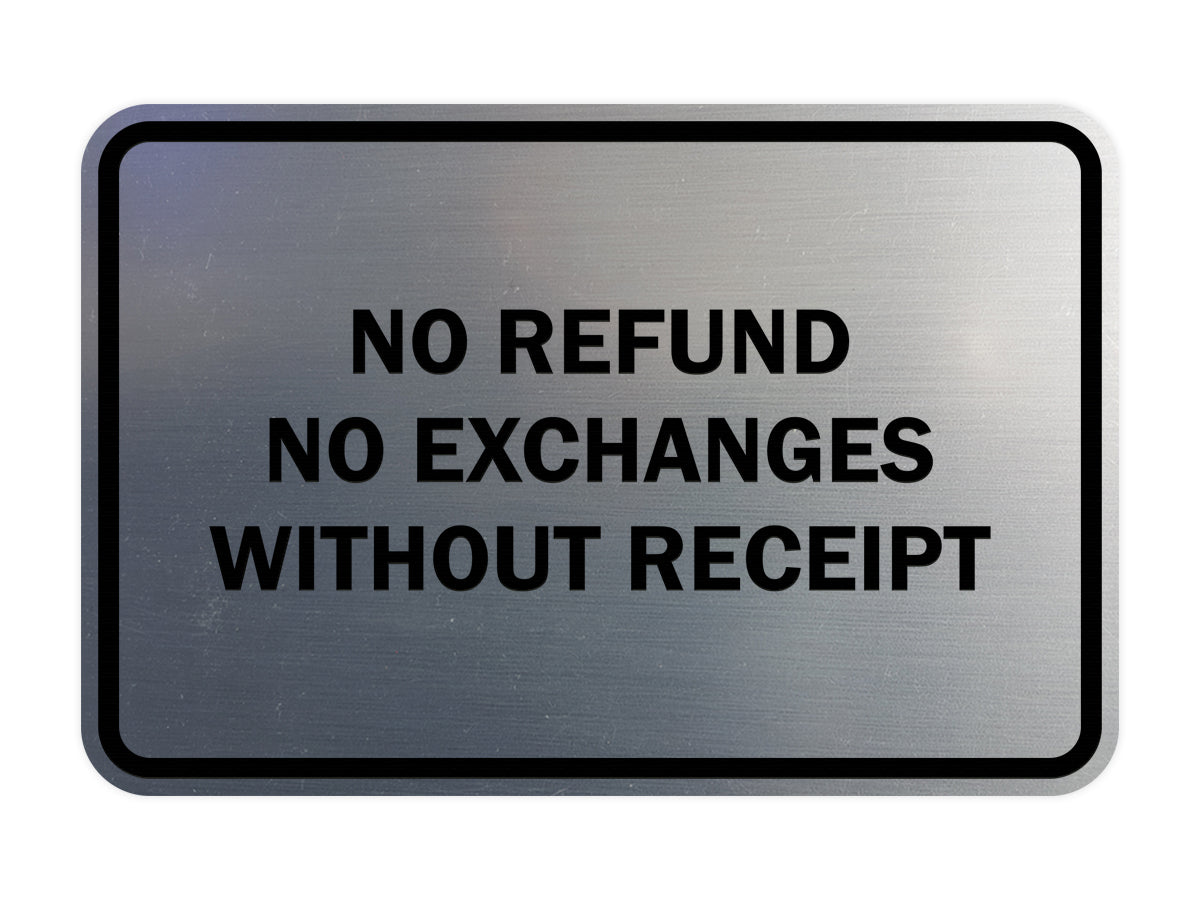 Signs ByLITA Classic Framed No Refund No Exchanges Without Receipt Sign
