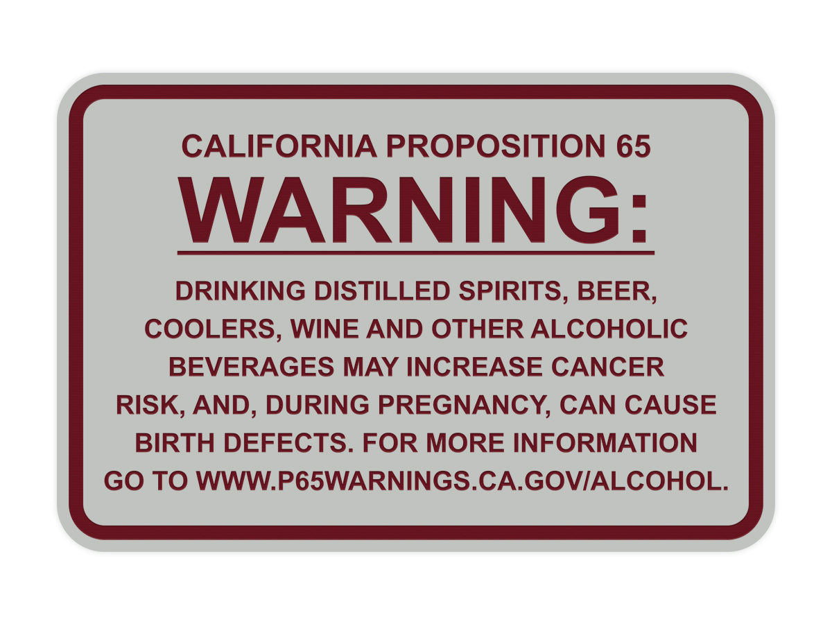 Signs ByLITA Classic Framed California Proposition 65 Sign Alcoholic Beverages