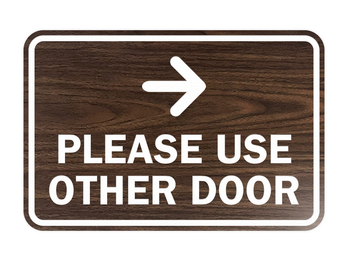 Signs ByLITA Classic Framed Please Use Other Door Right Arrow Sign