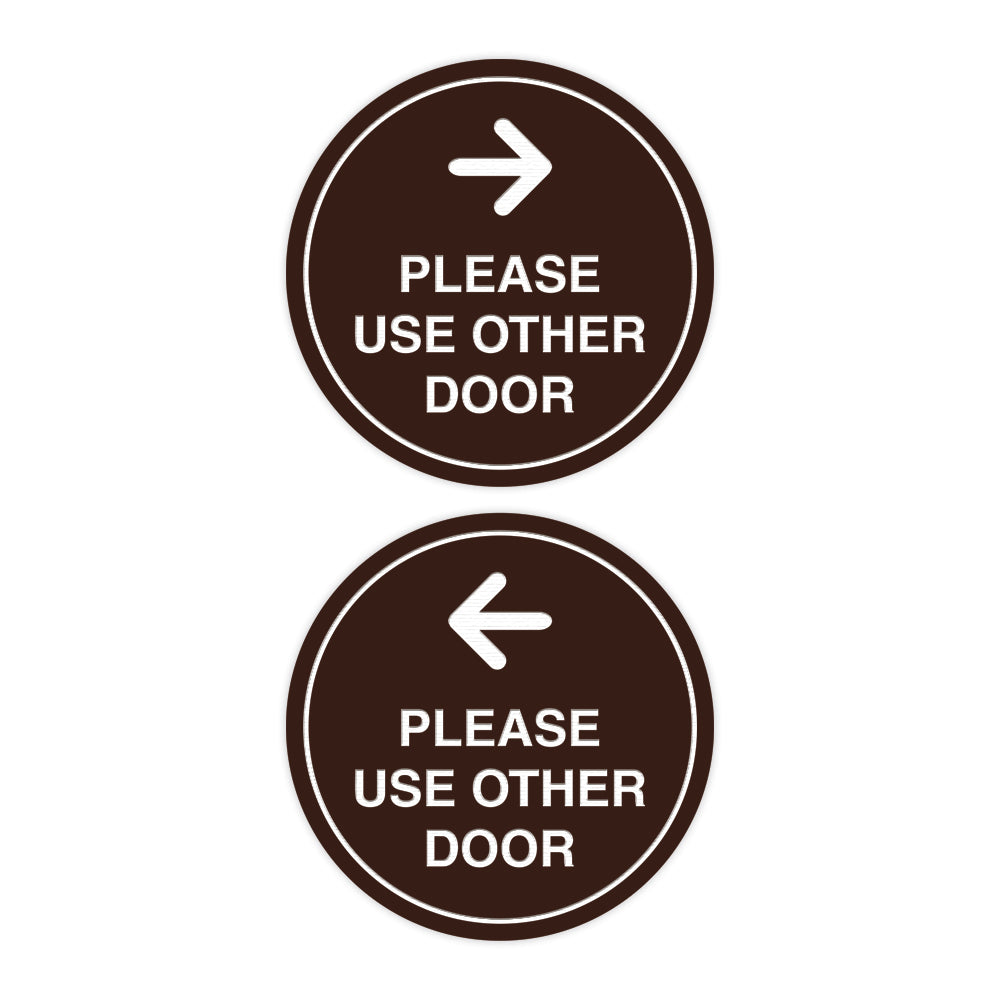 Signs ByLITA Circle Please Use Other Door Sign Set with Adhesive Tape, Mounts On Any Surface, Weather Resistant, Indoor/Outdoor Use