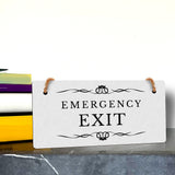 Emergency Exit 5" x 10" Hanging Wall or Door Sign | Rustic Twine | Stylish Business or Office Safety Signage