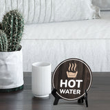 Hot Water Circle Table Sign with Acrylic Stand (5x5") | Home and Business Safety Warning Sign