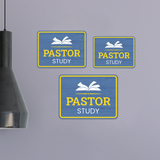 Classic Framed Plus Pastor Study Door or Wall Sign | Church and Place of Worship Signs