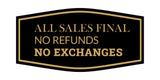 Fancy All Sales Final No Refunds No Exchanges Wall or Door Sign