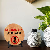 No Animals Allowed Circle Table Sign with Acrylic Stand (5x5") | Public Spaces Signage