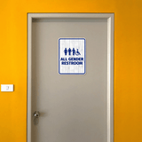 Portrait Round Plus All Gender Restroom Wall or Door Sign Easy Installation | Business & Public Bathroom Signs