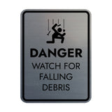 Signs ByLITA Portrait Round Danger Watch For Falling Debris Door or Wall Sign Easy Installation | Health And Safety | Building And Danger Signs