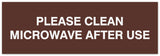 Signs ByLITA Basic Please clean microwave after use Sign - Laser-Engraved Lettering | Durable ABS Plastic | Vibrant Colors | Powerful Foam Tape