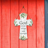 God is our refuge and strength Cross Hanging Sign | Rustic Twine | Inspiring Religious Bible Decor