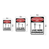 Portrait Round Plus Construction Site Live Wire Overhead Wall or Door Sign | Health And Safety Signage