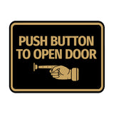 Signs ByLITA Classic Framed Push button to open door (finger pointing left) Wall or Door Sign