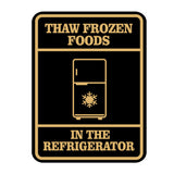 Signs ByLITA Portrait Round Thaw Frozen Foods In The Refrigerator Door or Wall Sign Durable ABS Plastic | Laser Engraved | Easy Installation | Kitchen | Hygiene