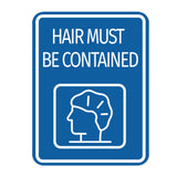 Signs ByLITA Portrait Round Hair Must Be Contained Door or Wall Sign Durable ABS Plastic | Laser Engraved | Easy Installation | Kitchen | Hygiene