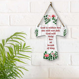 God is within her, she will not fall; God will help her at break of day Cross Hanging Sign | Rustic Twine | Inspiring Religious Bible Decor