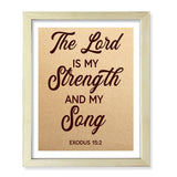 Designs ByLITA The Lord Is My Strength And My Song Exodus 15:2, Wall Print Art | Religious Home Decor (Unframed or Framed)