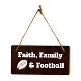Faith, Family & Football 5x10 Hanging Plus Wall or Door Sign | Funny Home Decor