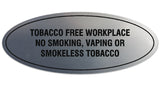Signs ByLITA Oval Tobacco Free Workplace No Smoking, Vaping or Smokeless Tobacco Sign - Laser-Engraved Lettering | Durable ABS Plastic | Vibrant Colors | Powerful Foam Tape