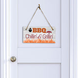 BBQ Chillin' & Grillin' 5x10 Hanging Plus Wall or Door Sign | Funny Home Decor