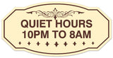 Signs ByLITA Victorian Quiet Hours 10pm to 8am Wall or Door Sign - Laser-Engraved Lettering | Durable ABS Plastic | Vibrant Colors | Powerful Foam Tape