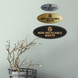 Signs ByLITA Oval Non-recyclable waste Sign - Laser-Engraved Lettering | Durable ABS Plastic | Vibrant Colors | Powerful Foam Tape