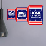 Portrait Round Plus Home of Proud Americans Door or Wall Sign | Easy Installation | Patriotic Stars and Stripes USA Pride Sign