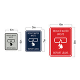 Signs ByLITA Portrait Round Reduce Water Waste: Report Leaks Door or Wall Sign Durable ABS Plastic | Laser Engraved | Easy Installation | Kitchen | Hygiene