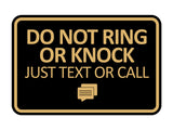 Signs ByLITA Classic Framed Do Not Ring Bell or Knock Please Text or Call Entrance Wall or Door Sign
