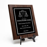 Legal and Justice Theme Custom Award Plaque | Achievement and Service Personalizable Plaques