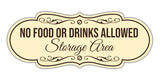 Signs ByLITA Designer No Food or Drinks Allowed in Storage Area Wall or Door Sign