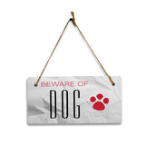 Beware of Dog 5" x 10" Hanging Wall or Door Sign | Rustic Twine | Signs for Home and Business