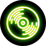 Circle Plus Vinyl Record Neon Graphic Style Wall or Door Sign | Live Streamer Gaming Themed Decoration