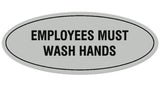 Signs ByLITA Oval Employees Must Wash Hands Sign - Laser-Engraved Lettering | Durable ABS Plastic | Vibrant Colors | Powerful Foam Tape