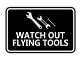 Signs ByLITA Classic Framed Watch Out Flying Tools Wall or Door Sign