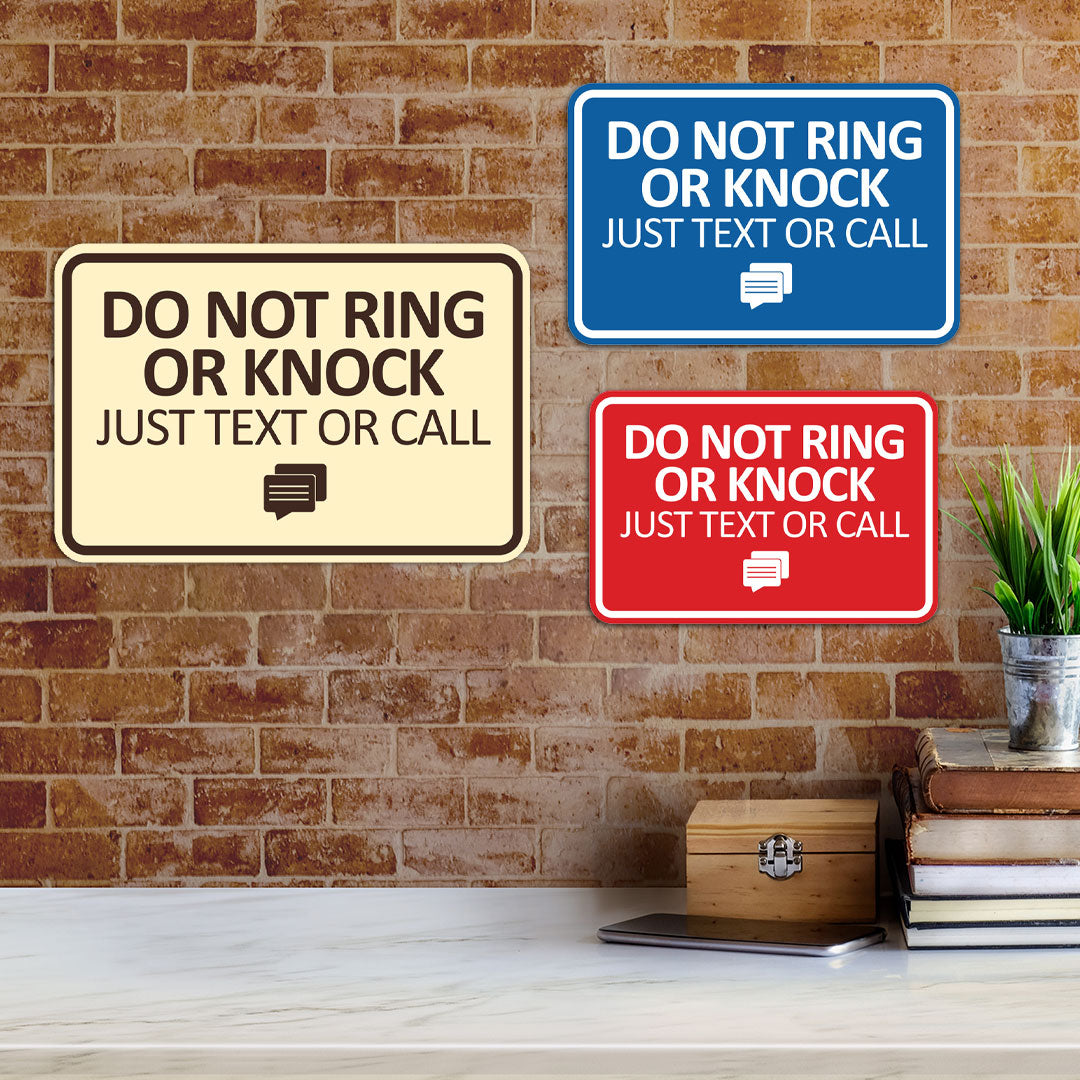 Signs ByLITA Classic Framed Do Not Ring Bell or Knock Please Text or Call Entrance Wall or Door Sign