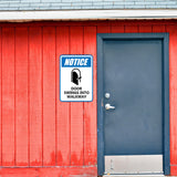 Portrait Round Plus Notice Door Swings Into Walkway Door or Wall Sign | Safety Signage