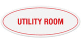 Signs ByLITA Oval Utility Room Sign - Laser-Engraved Lettering | Durable ABS Plastic | Vibrant Colors | Powerful Foam Tape