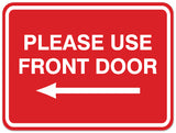 Signs ByLITA Classic Framed Please Use Front Door Left Sign - Easy Installation | Durable Material