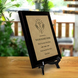 Church and Religion Theme, Black Wood Frame Customizable Leatherette Award Plaque | Easel Mount Option | Recognition of Achievement and Service Personalizable Plaques