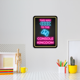 Portrait Round Plus This Way to the Console Kingdom (Left Arrow) Wall or Door Sign | Easy Installation | Gaming | Home Decor