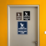 Signs ByLITA Portrait Round Keep The Bathroom Clean Door or Wall Sign | Spanish Bilingual Business And Office Restroom Hygiene Signs