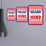 Portrait Round Plus Stars, Stripes, and Proud: Welcome to Our Home Door or Wall Sign | Easy Installation | Patriotic Stars and Stripes USA Pride Sign
