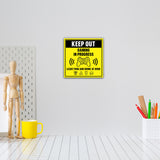 Square Plus Keep Out Gaming In Progress Leave Food And Drink At Door Wall or Door Sign | Easy Installation | Gaming Room Signage