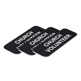 Church Volunteer 1 x 3" Name Tag/Badge, (3 Pack)