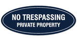 Signs ByLITA Oval No Trespassing Private Property Sign - Laser-Engraved Lettering | Durable ABS Plastic | Vibrant Colors | Powerful Foam Tape