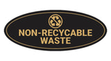 Signs ByLITA Oval Non-recyclable waste Sign - Laser-Engraved Lettering | Durable ABS Plastic | Vibrant Colors | Powerful Foam Tape